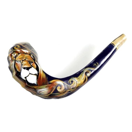 Barsheshet-Ribak Hand-Painted Shofar With Lion of Judah Design