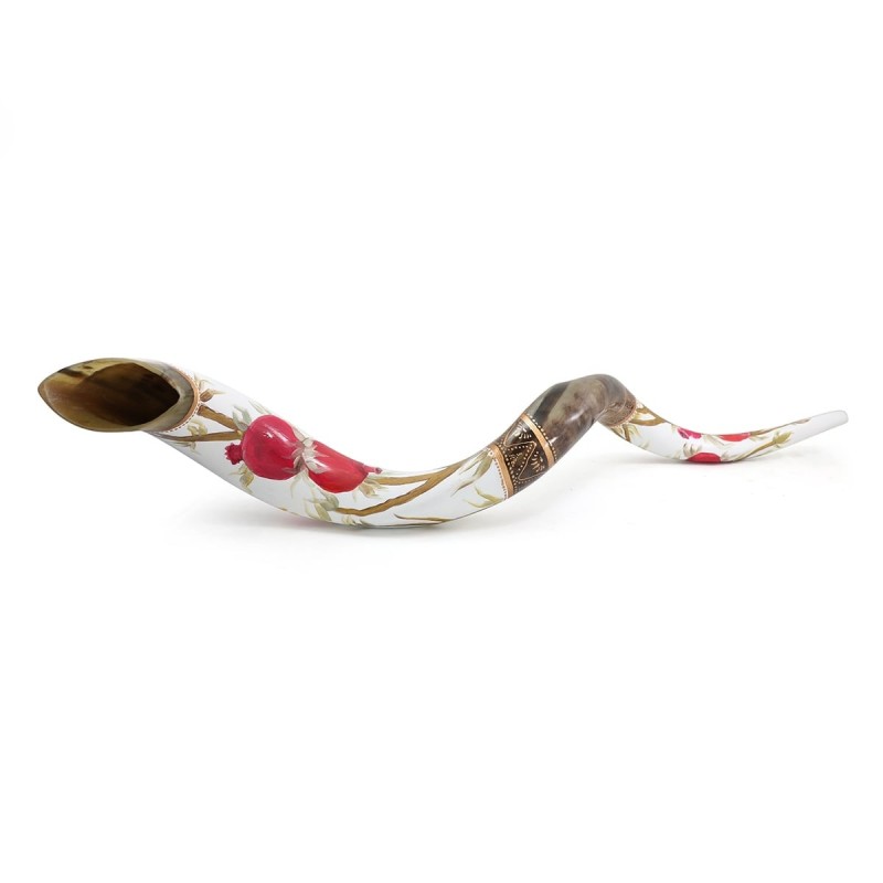 Pomegranates Hand Painted Kudu Shofar