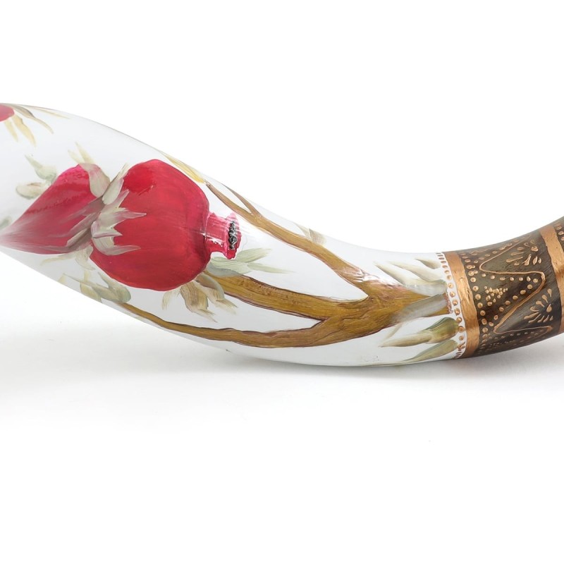 Pomegranates Hand Painted Kudu Shofar