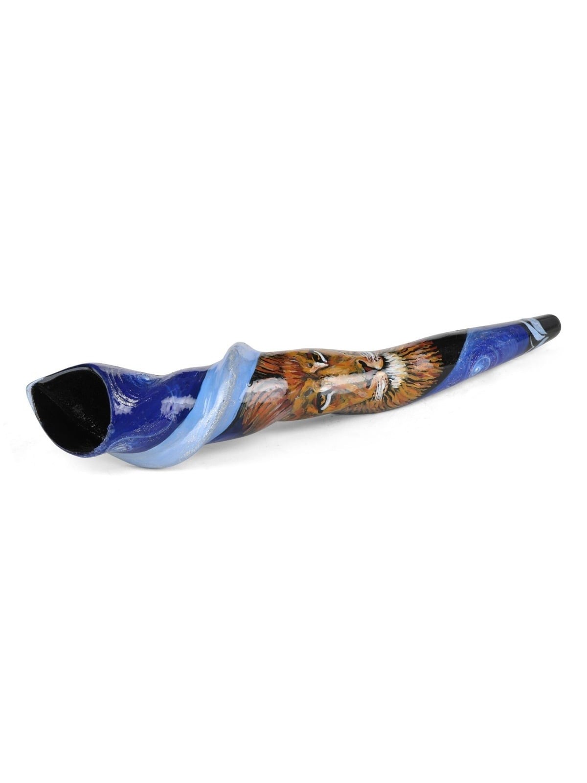 Hand Painted Blue Night Sky Lion of Judah Shofar