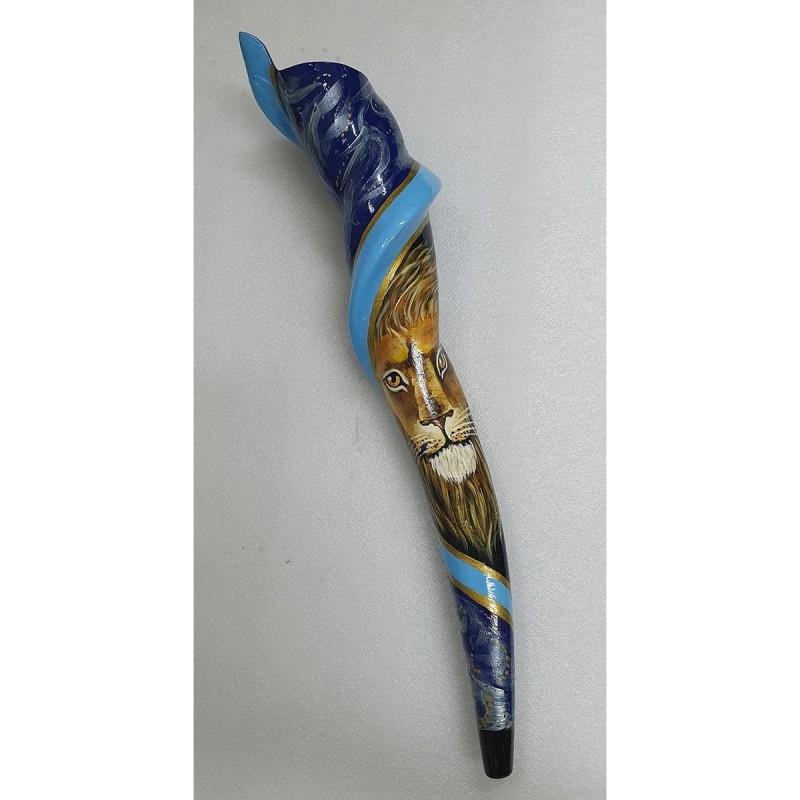 Hand Painted Blue Night Sky Lion of Judah Shofar
