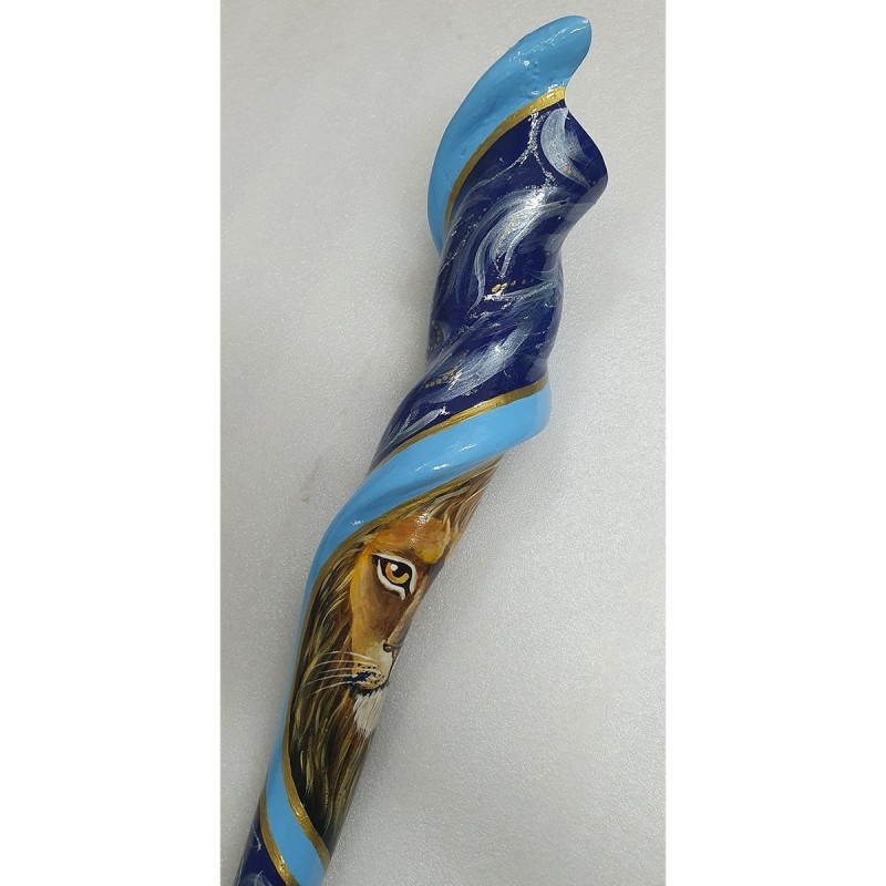 Hand Painted Blue Night Sky Lion of Judah Shofar