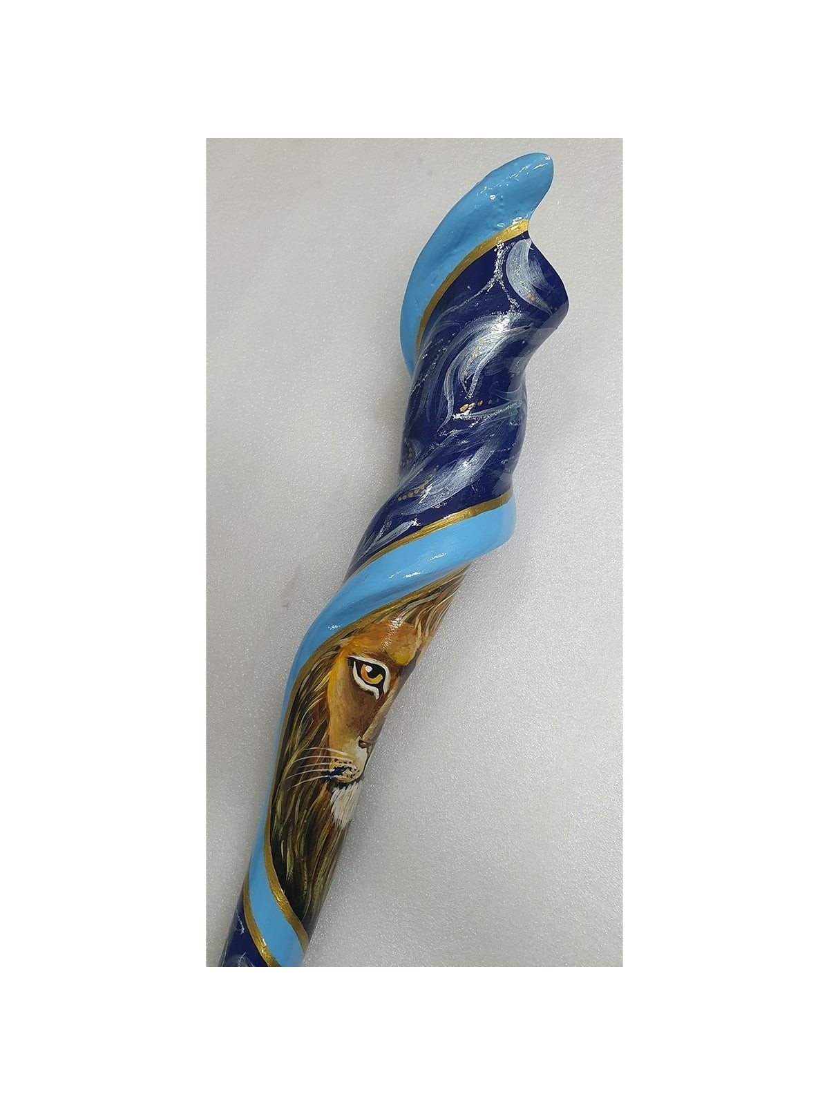 Hand Painted Blue Night Sky Lion of Judah Shofar