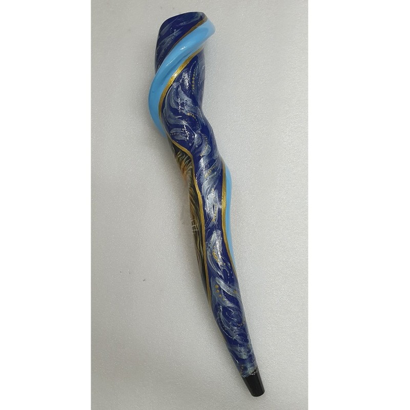 Hand Painted Blue Night Sky Lion of Judah Shofar