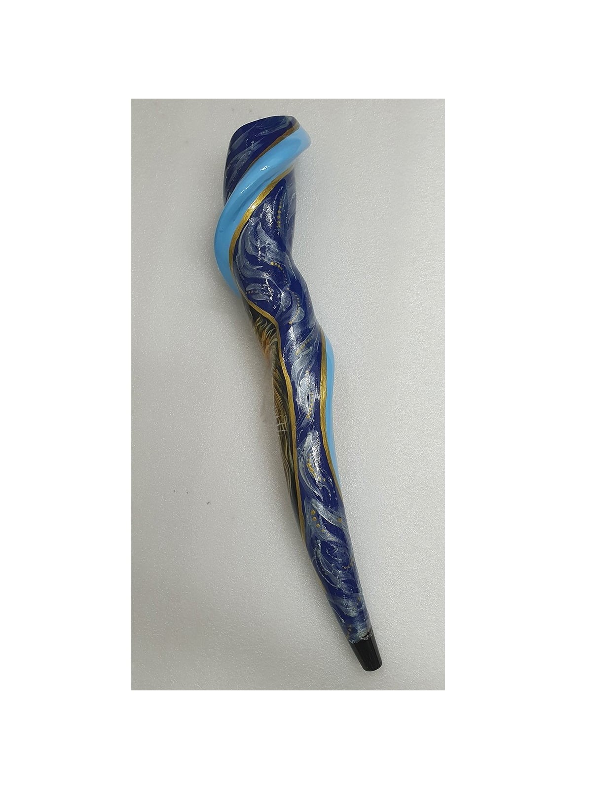 Hand Painted Blue Night Sky Lion of Judah Shofar