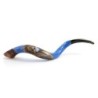 Lion of Judah and Jerusalem Hand Painted Kudu Shofar - Blue