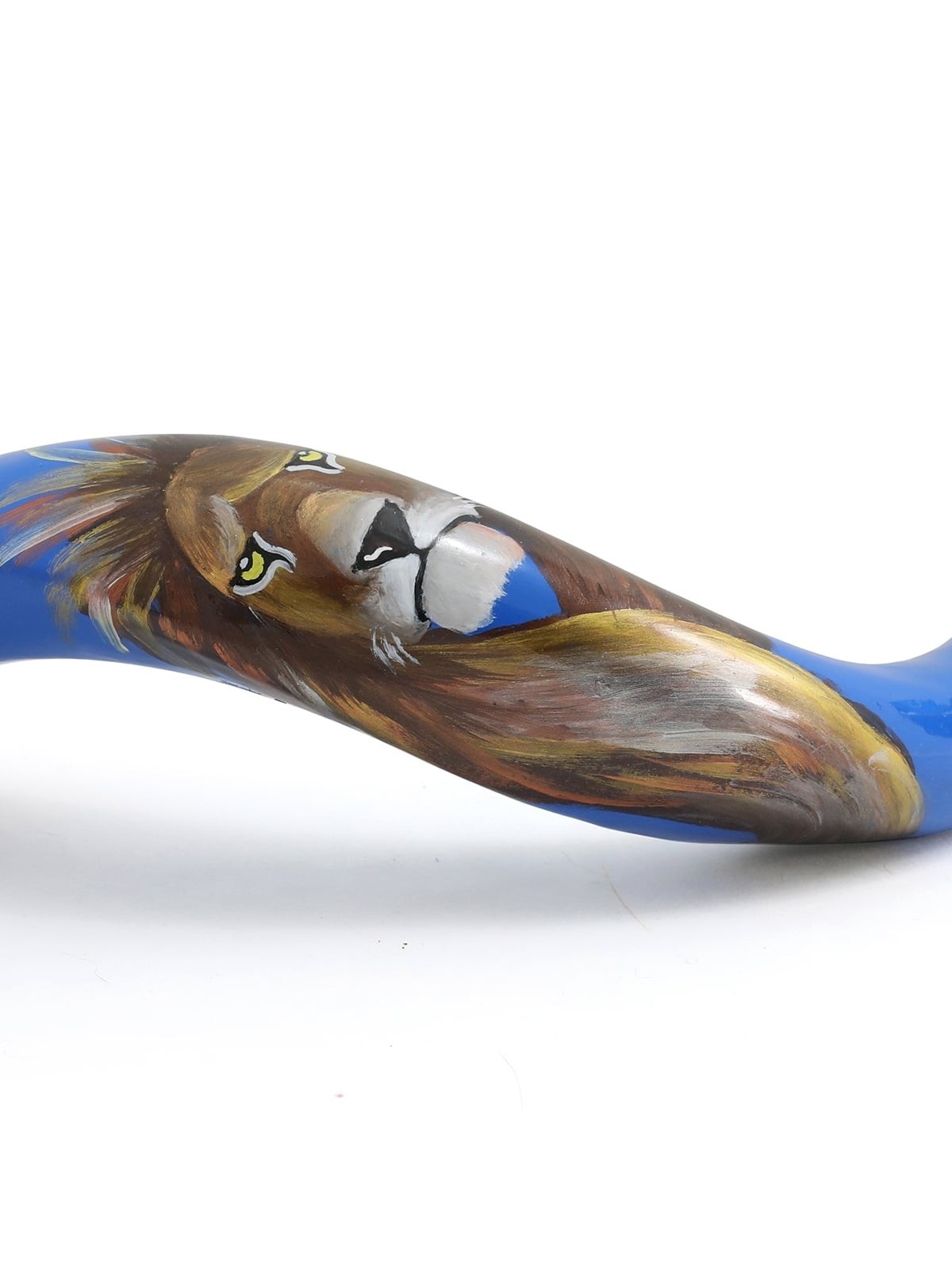 Lion of Judah and Jerusalem Hand Painted Kudu Shofar - Blue