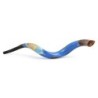 Lion of Judah and Jerusalem Hand Painted Kudu Shofar - Blue