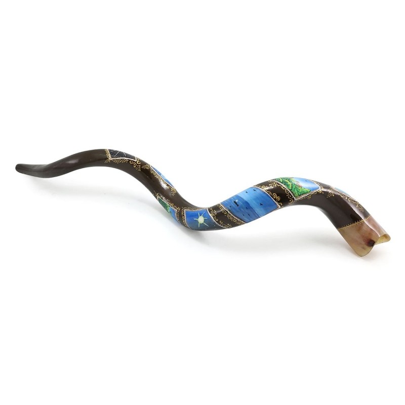Six Days of Creation Hand Painted Kudu Shofar