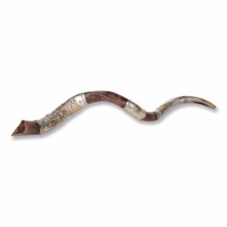 Sterling Silver Plated Yemenite Kudu Shofar - Ark of the Covenant (Cho
