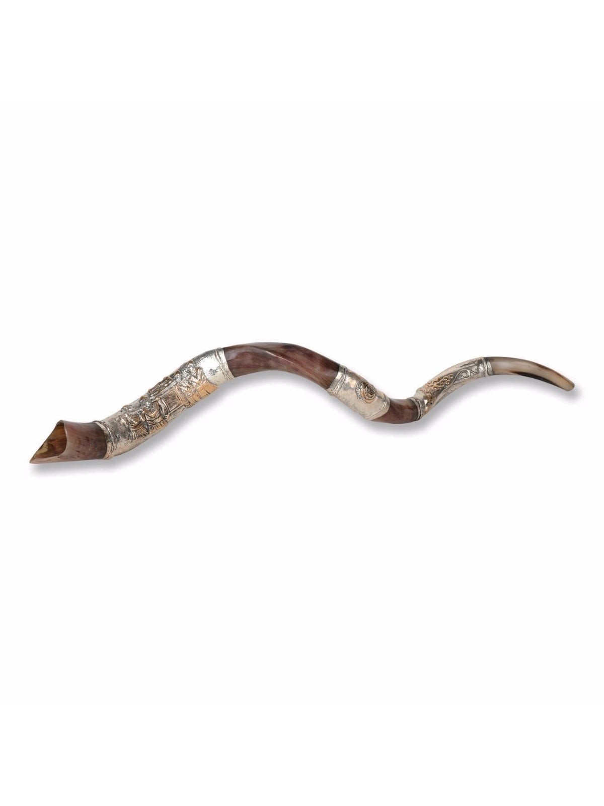 Sterling Silver Plated Yemenite Kudu Shofar - Ark of the Covenant (Cho