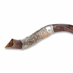 Sterling Silver Plated Yemenite Kudu Shofar - Ark of the Covenant (Cho