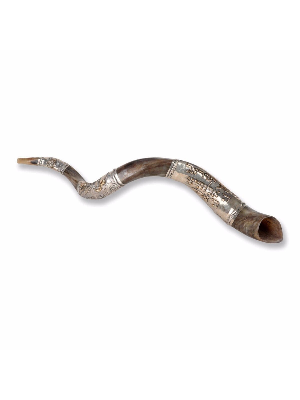 Sterling Silver Plated Yemenite Kudu Shofar - Shema Yisrael (Choice of