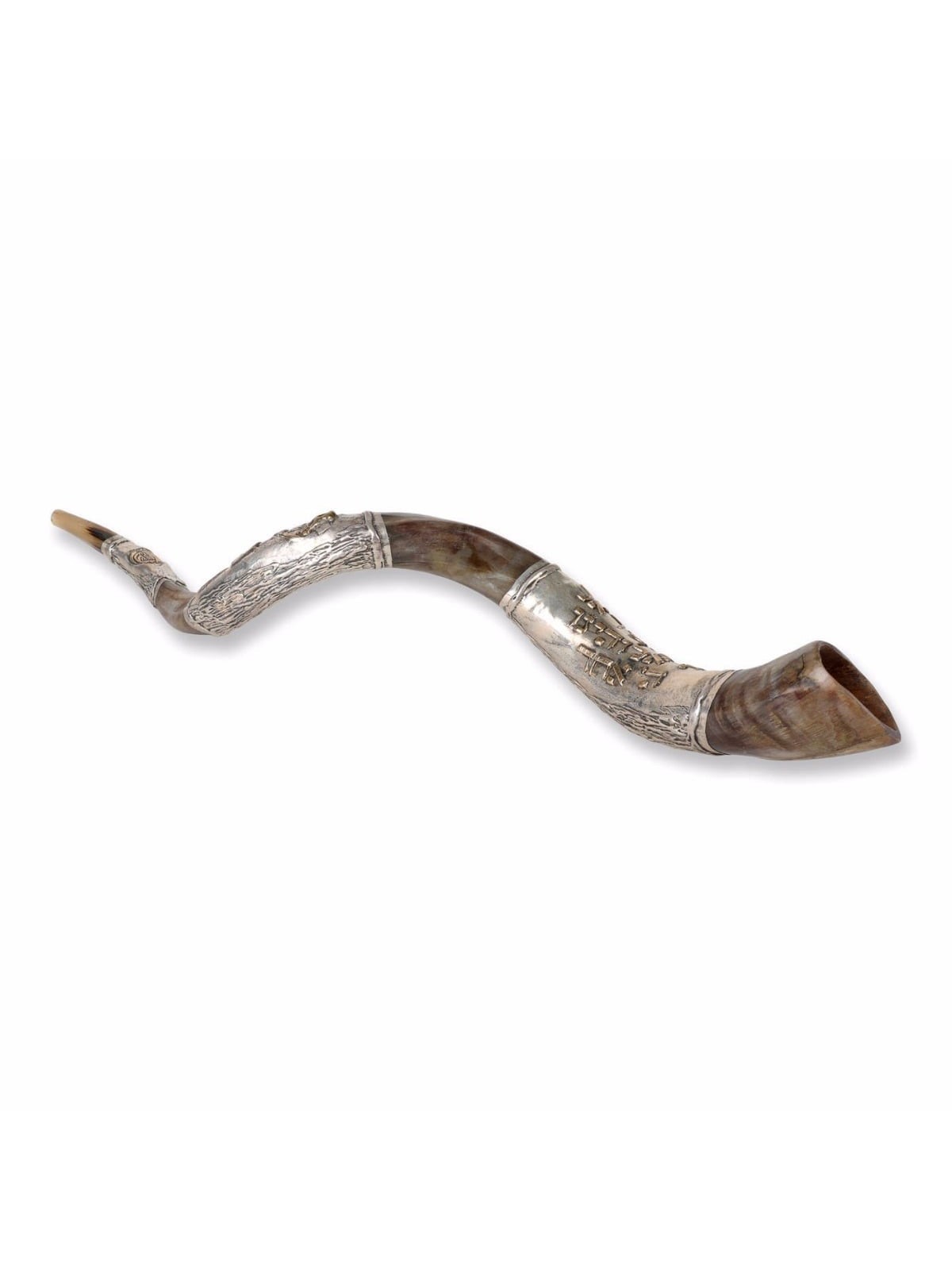 Sterling Silver Plated Yemenite Kudu Shofar - Shema Yisrael (Choice of