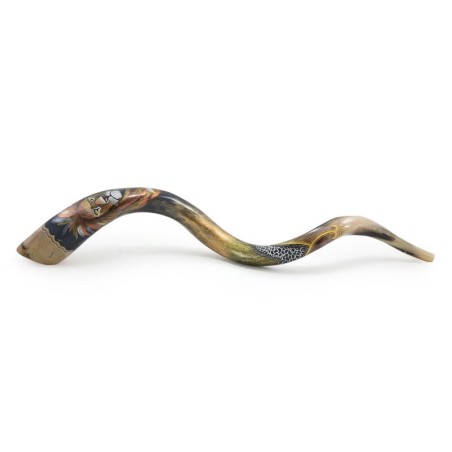 Lion of Judah Hand Painted Kudu Shofar - Black and Gold