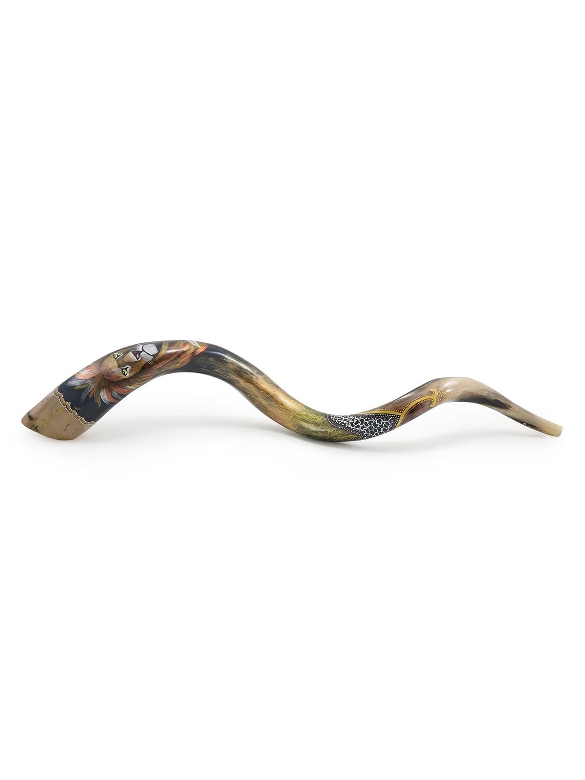 Lion of Judah Hand Painted Kudu Shofar - Black and Gold