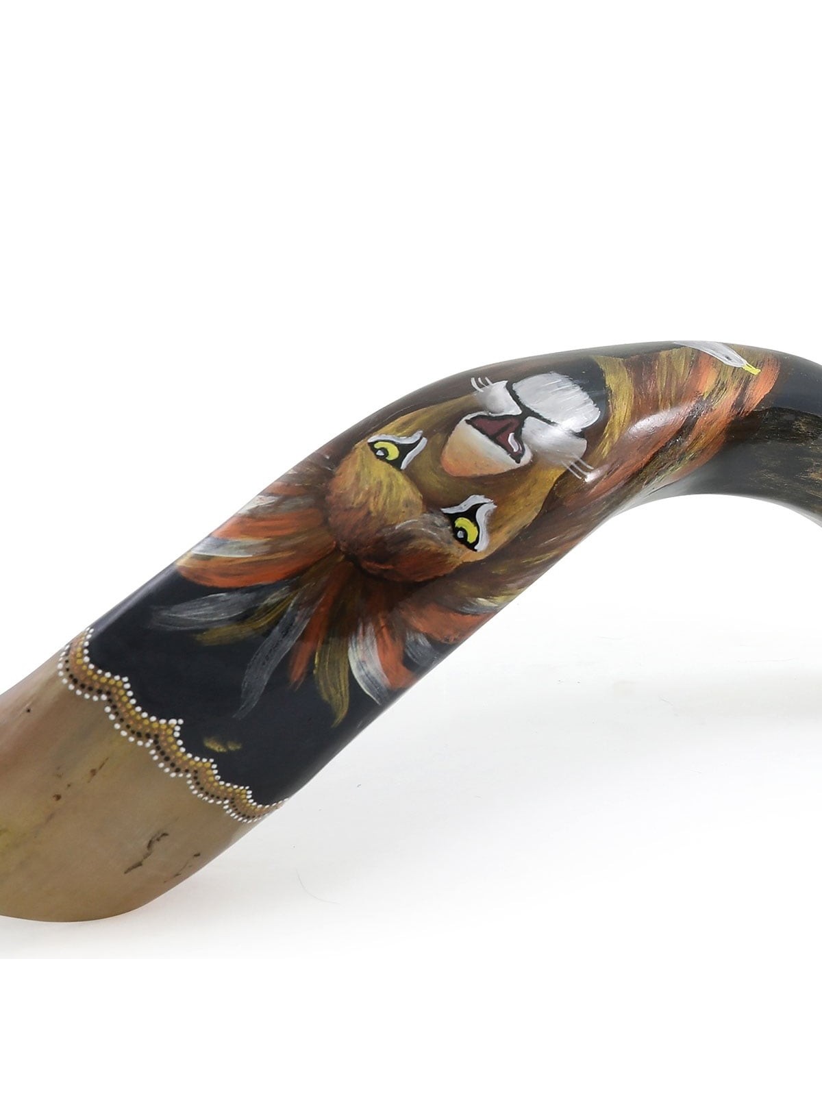 Lion of Judah Hand Painted Kudu Shofar - Black and Gold