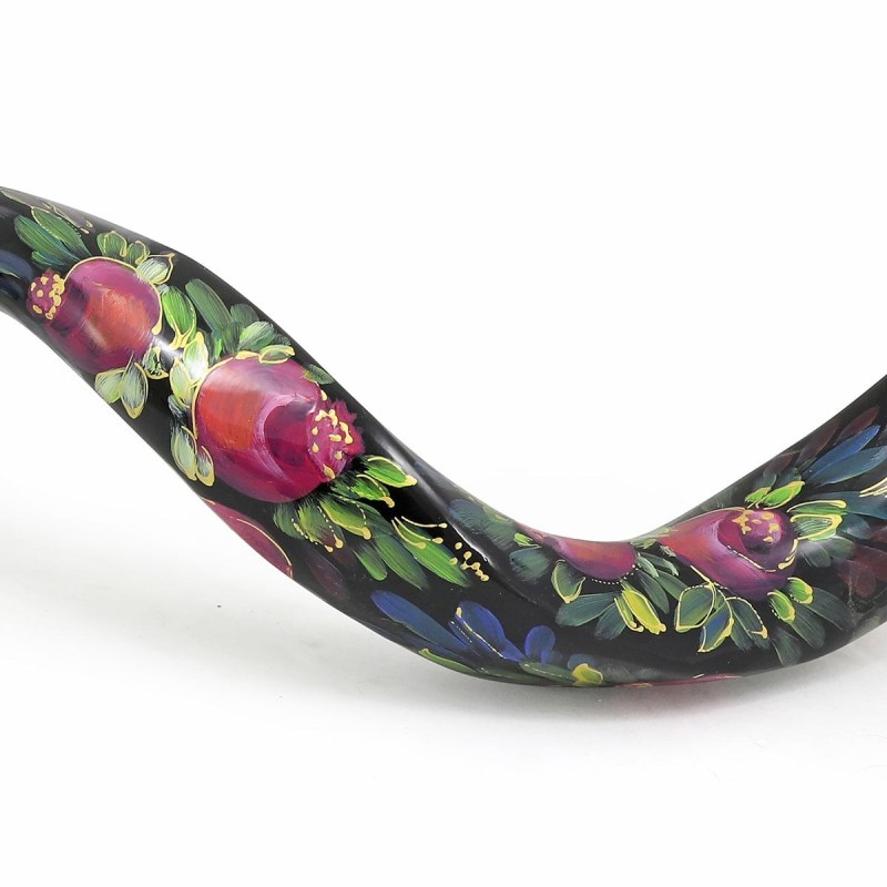 Floral Pomegranates Hand Painted Kudu Shofar