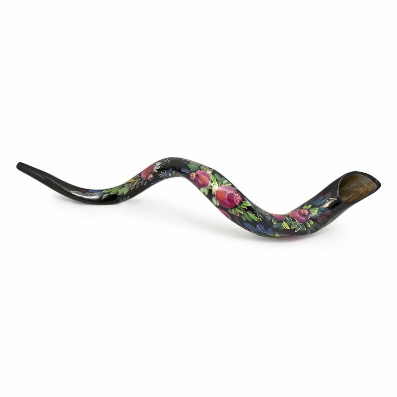 Floral Pomegranates Hand Painted Kudu Shofar
