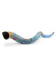Pomegranates Jerusalem Hand Painted Kudu Shofar - Blue