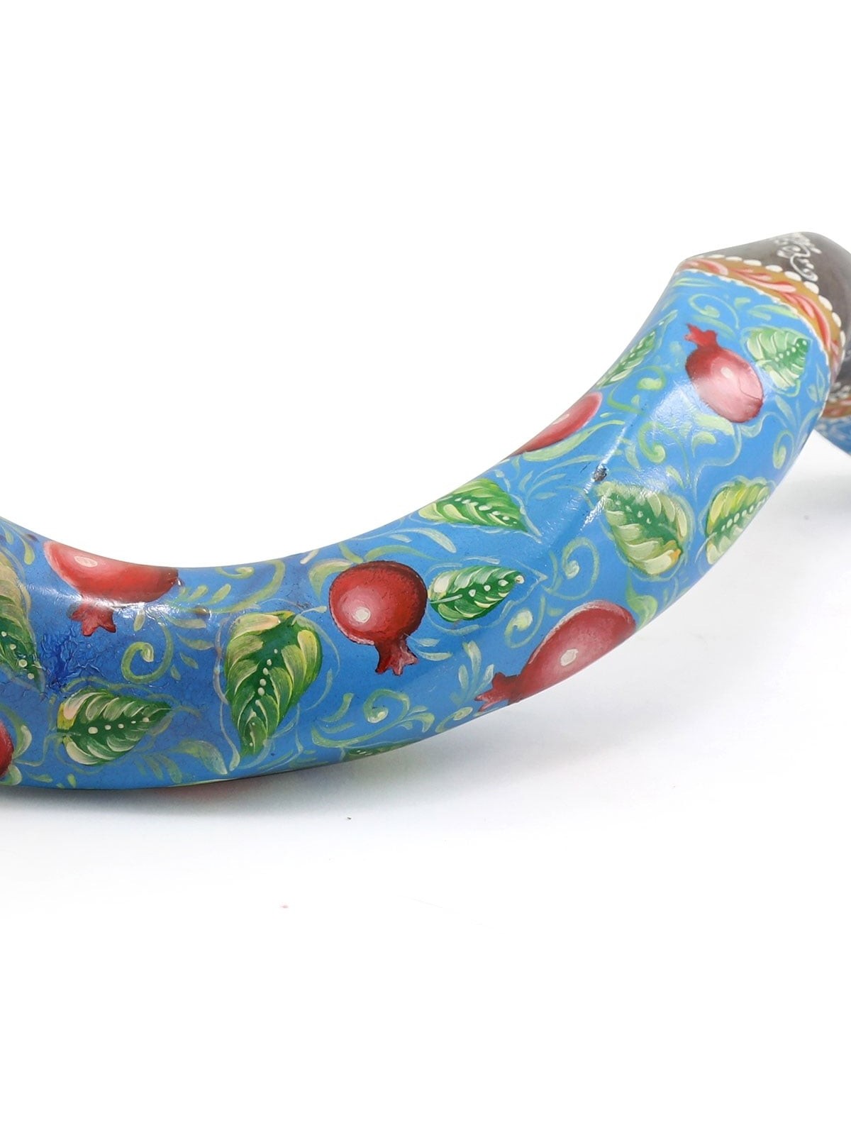 Pomegranates Jerusalem Hand Painted Kudu Shofar - Blue