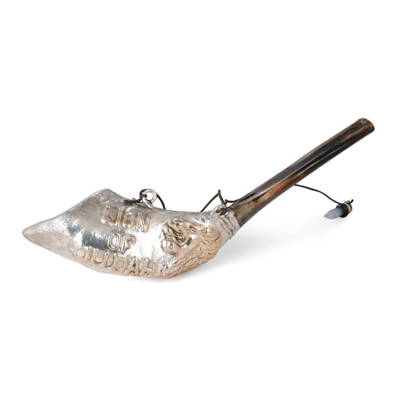 Silver Plated Lion of Judah Anointing Oil Ram's Shofar