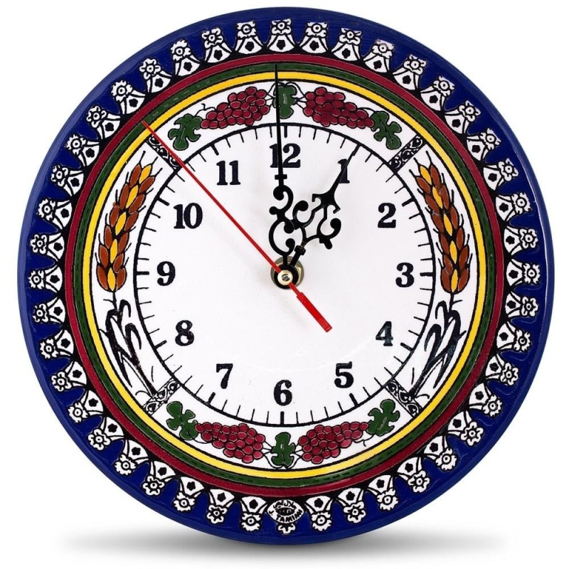 Grapes and Wheat Clock (Large). Armenian Ceramic