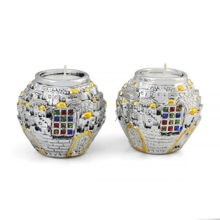 Jerusalem Ball Silver Candlesticks - Hoshen