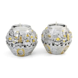 Jerusalem Ball Silver Candlesticks - Hoshen