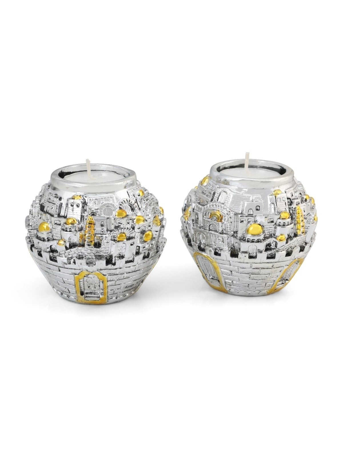 Jerusalem Ball Silver Candlesticks - Hoshen
