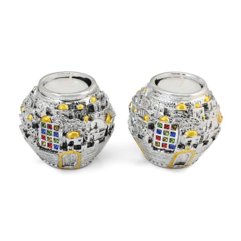 Jerusalem Ball Silver Candlesticks - Hoshen