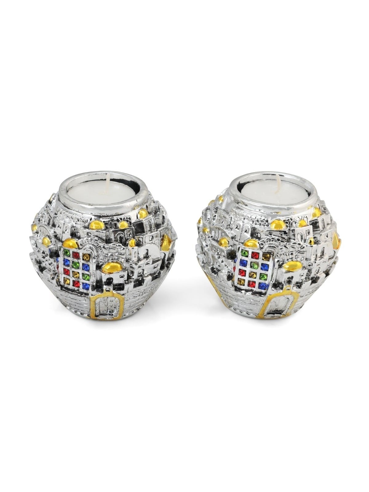Jerusalem Ball Silver Candlesticks - Hoshen
