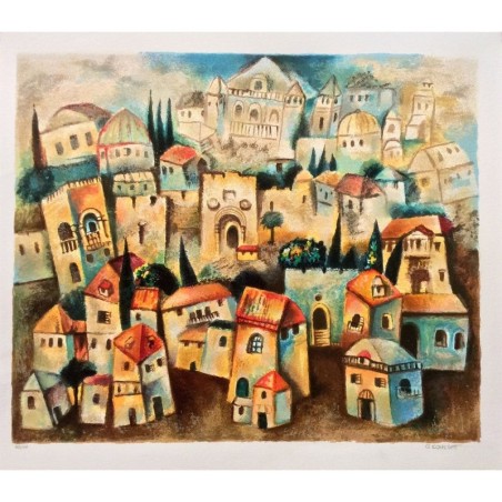 Sunset in Jerusalem. Artist: Gregory Kohelet. Handsigned & Numbered Li