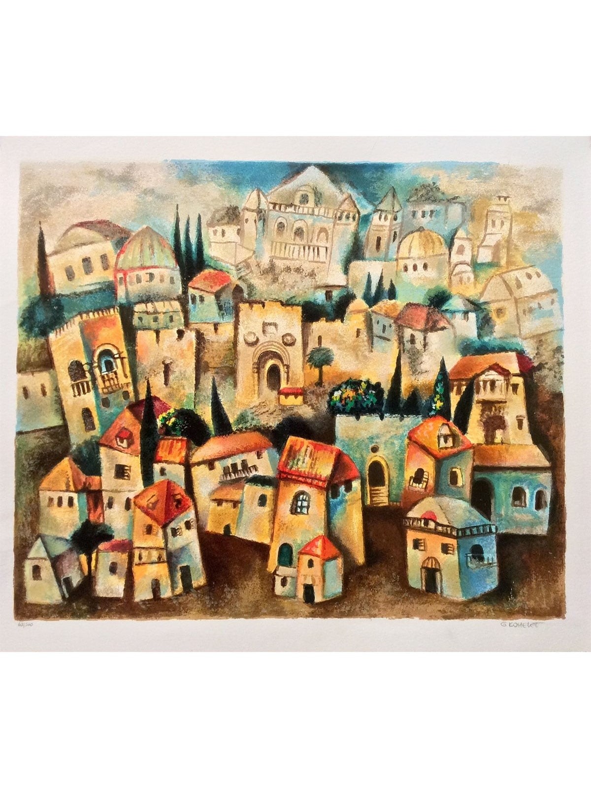 Sunset in Jerusalem. Artist: Gregory Kohelet. Handsigned & Numbered Li