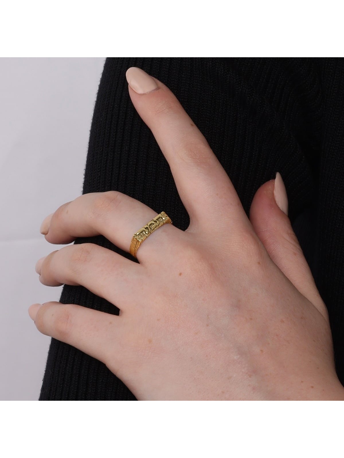 Women's 24K Gold-Plated Silver Western Wall Name Ring