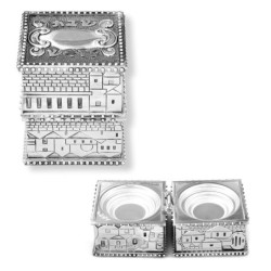 Compact Travel Shabbat Candlesticks with Jerusalem Design