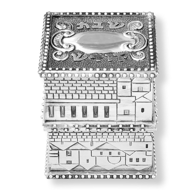 Compact Travel Shabbat Candlesticks with Jerusalem Design