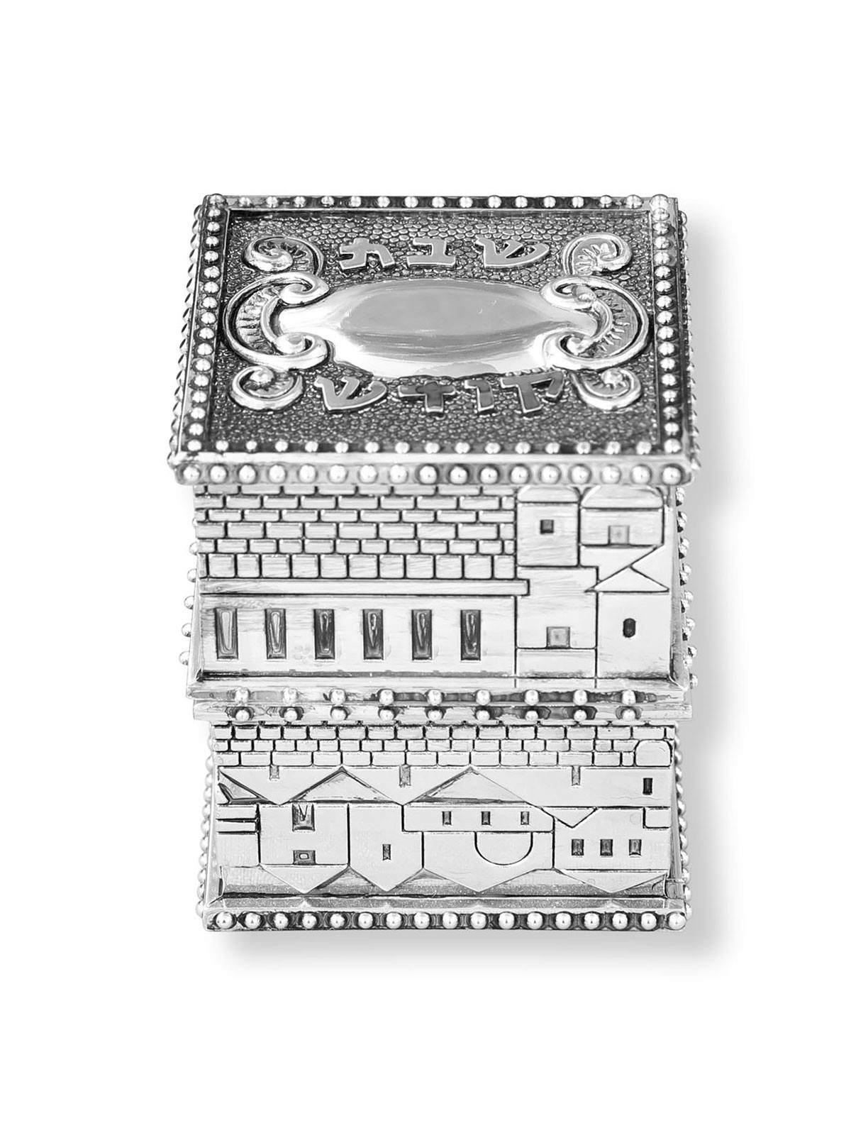 Compact Travel Shabbat Candlesticks with Jerusalem Design