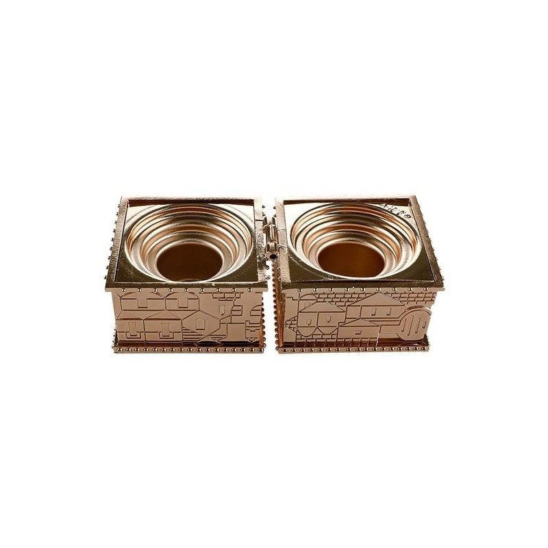 Compact Travel Shabbat Candlesticks with Jerusalem Design