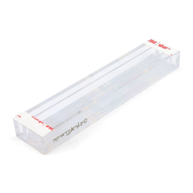Dorit Judaica Acrylic Mezuzah Case with Aluminum Front - Jerusalem