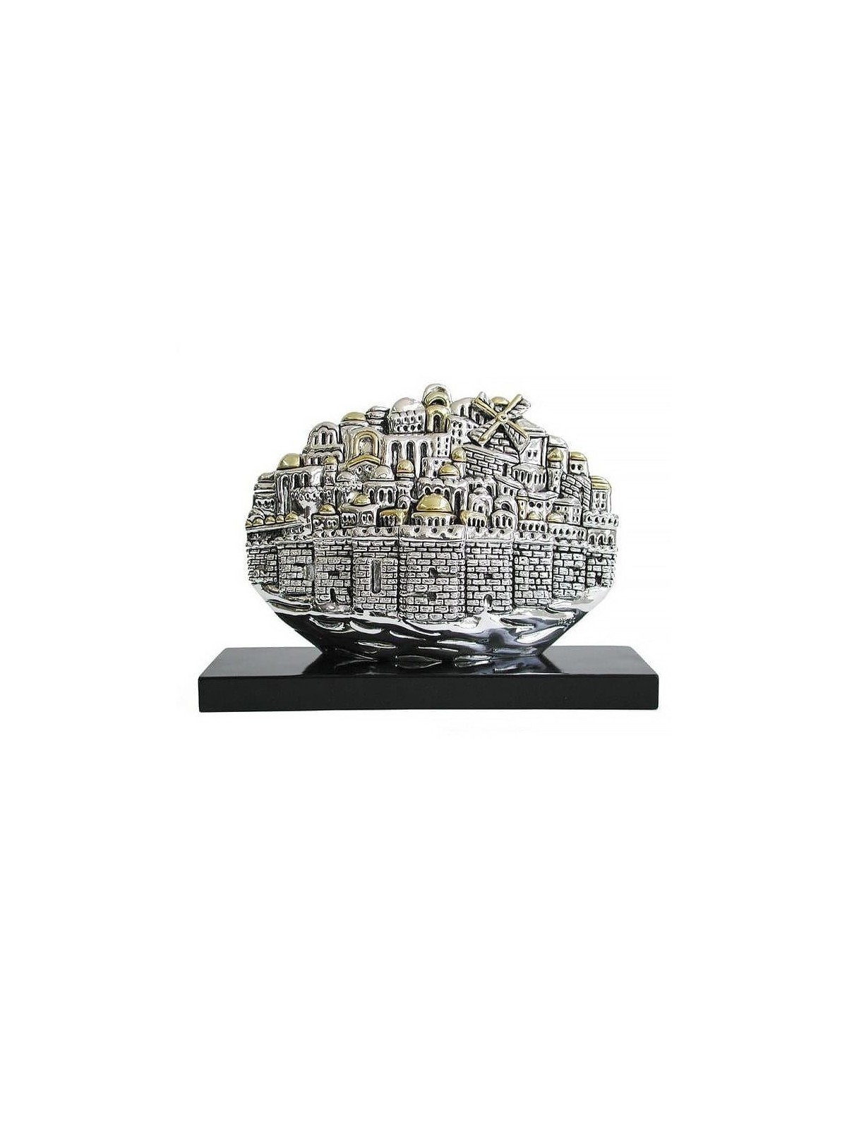 Silver Jerusalem Panorama Miniature with Golden Highlights (Extra Larg