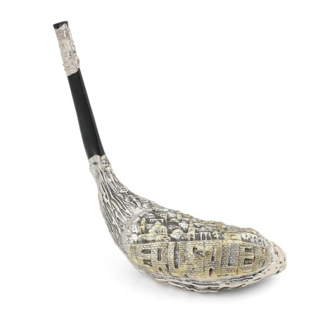 Jerusalem View Silver-Plated Ram's Shofar