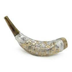 Jerusalem View Silver-Plated Ram's Shofar