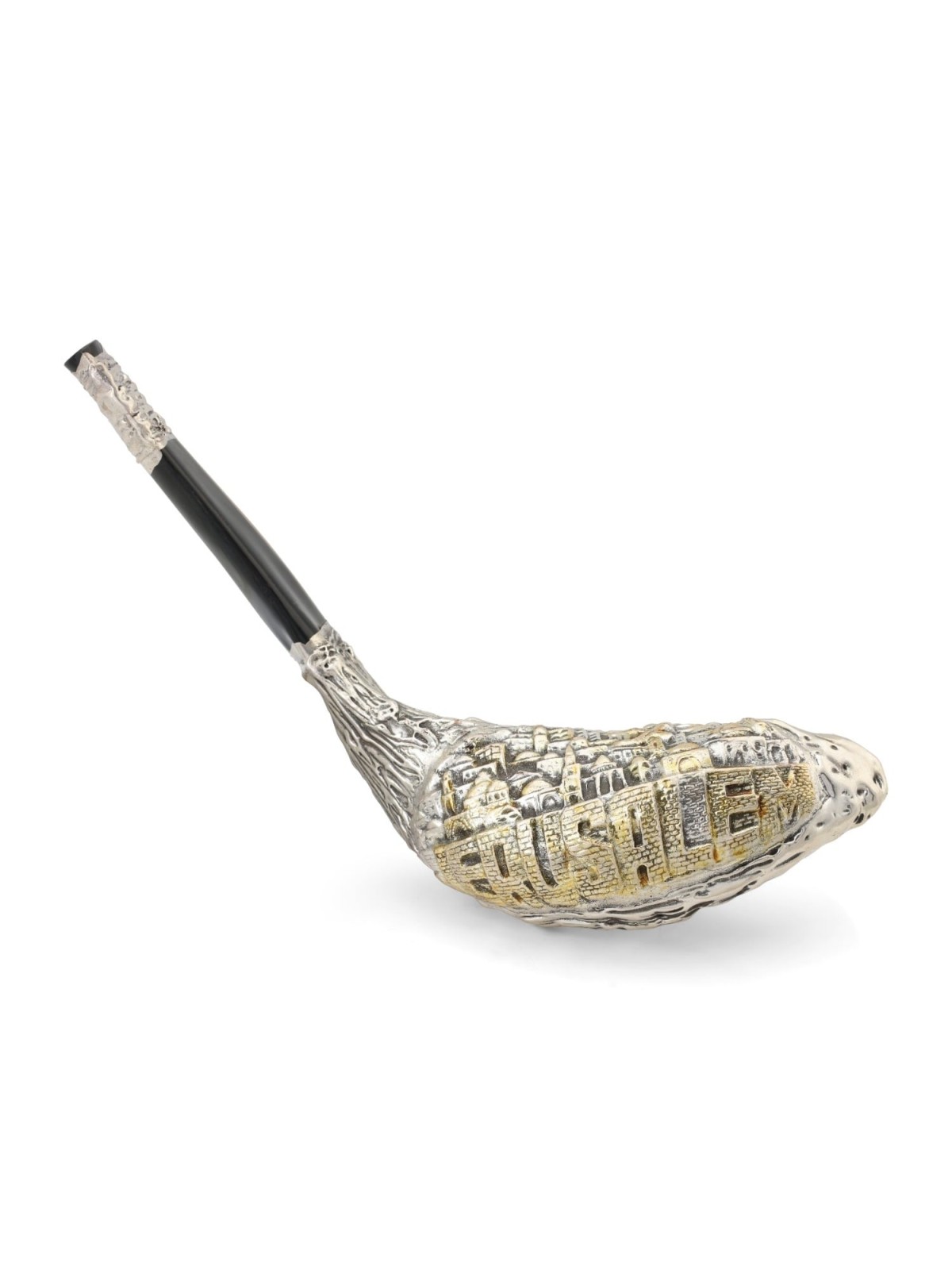Jerusalem View Silver-Plated Ram's Shofar