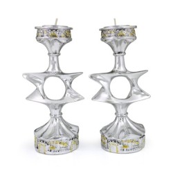 Silver and Gold Plated Candlesticks - Jerusalem and Star of David