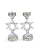 Silver and Gold Plated Candlesticks - Jerusalem and Star of David