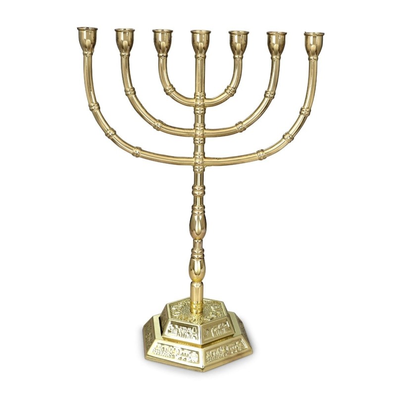 Traditional Ornate 7-Branched Menorah (Variety of Colors)