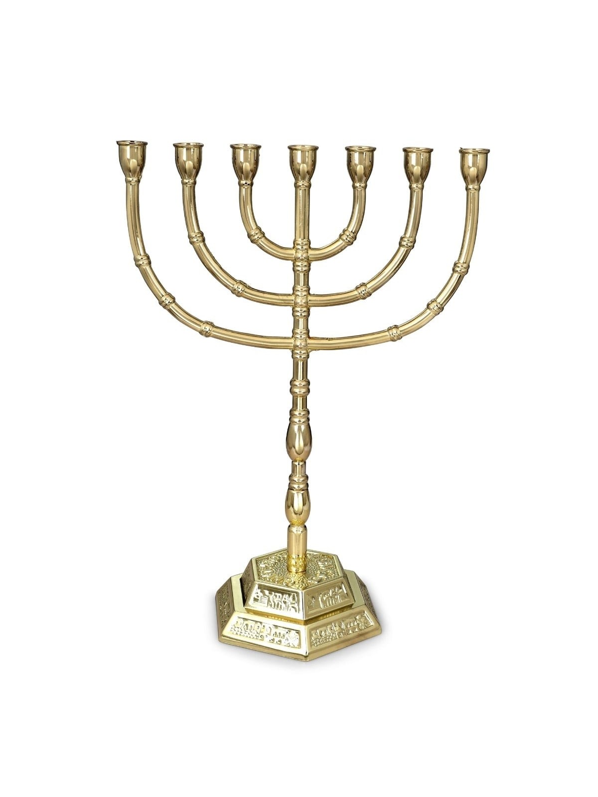 Traditional Ornate 7-Branched Menorah (Variety of Colors)