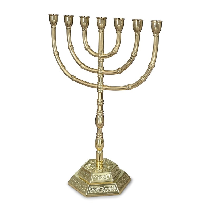 Traditional Ornate 7-Branched Menorah (Variety of Colors)