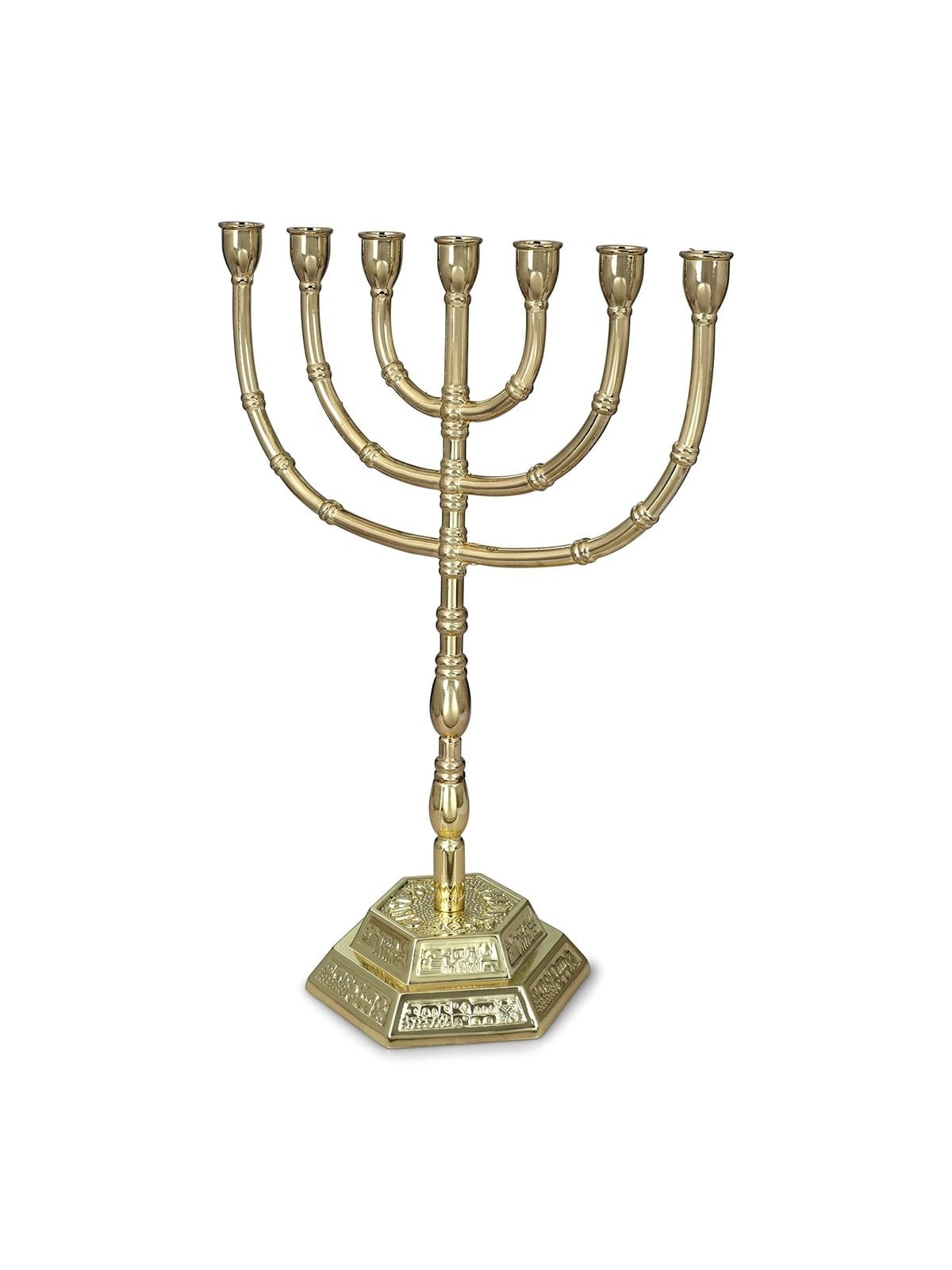Traditional Ornate 7-Branched Menorah (Variety of Colors)